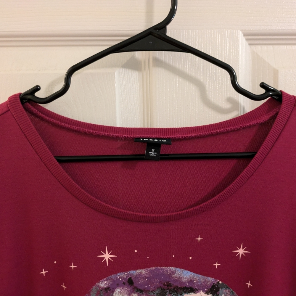 🔴3/$15 Torrid, pink, light weight, French terry, short sleeve top - Picture 3 of 13